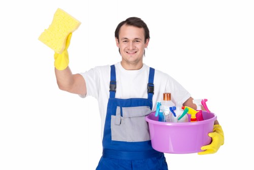 Cleaning a shared commercial kitchen and washroom area