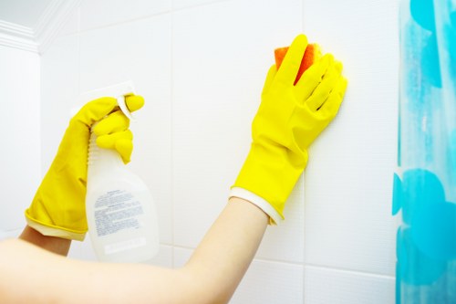 Professional cleaners working in a Wandsworth apartment during move out